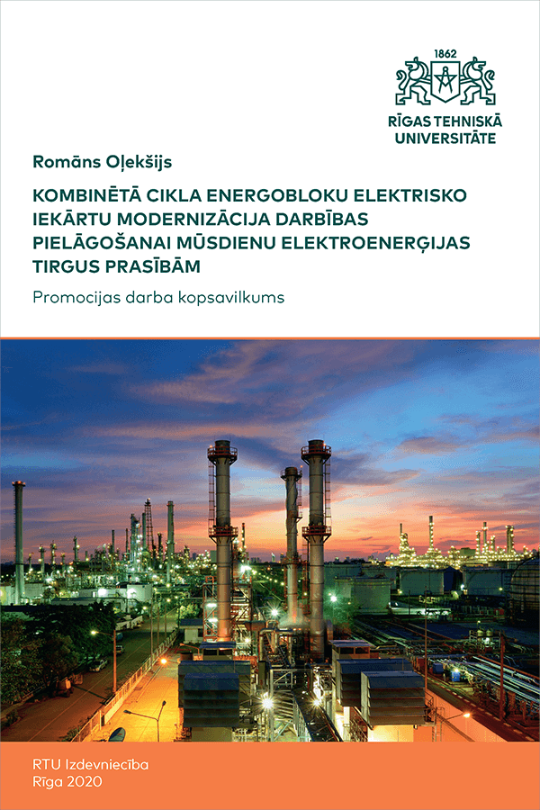 Summary of the Doctoral Thesis "Kombinētā cikla energobloku elektrisko iekārtu modernizācija darbības pielāgošanai mūsdienu elektroenerģijas tirgus prasībām" cover