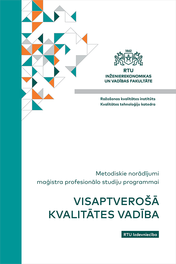 Book "Metodiskie norādījumi maģistra profesionālo studiju programmai “Visaptverošā kvalitātes vadība”" cover