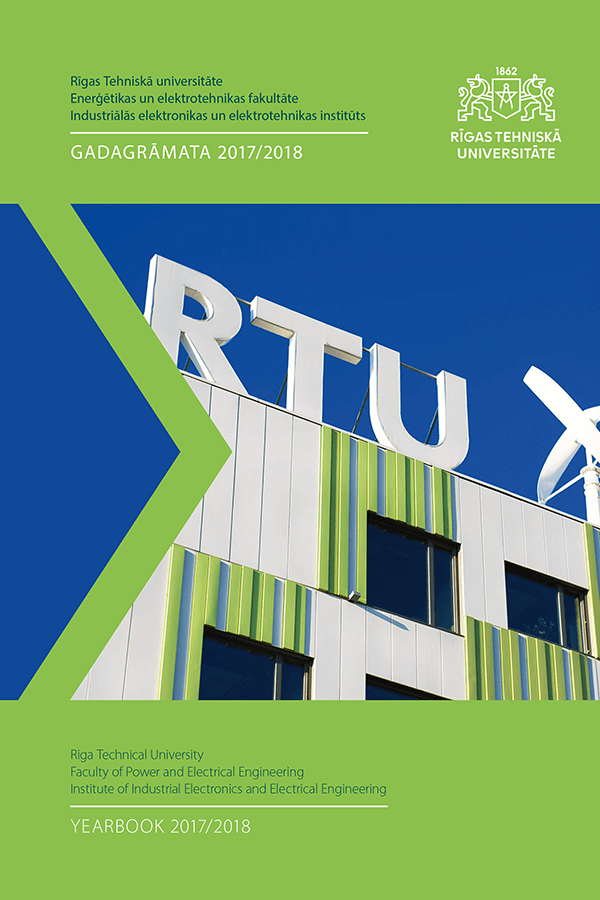 Izdevuma "RTU Industriālās elektronikas un elektrotehnikas institūta gadagrāmata 2017/2018" vāks