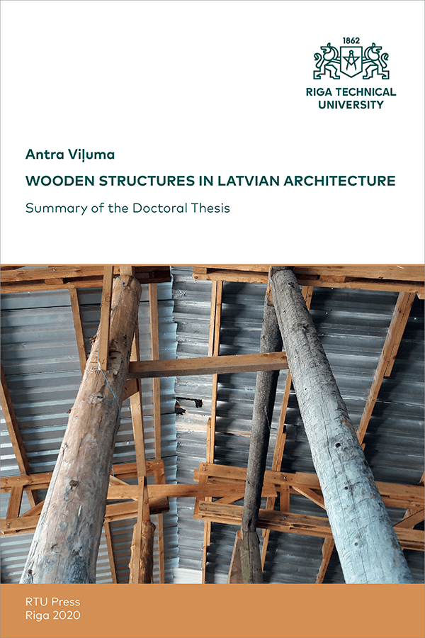 Promocijas darba kopsavilkuma "Wooden Structures in Latvian Architecture" vāks