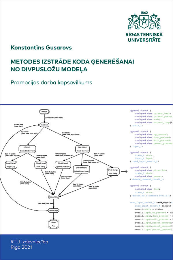 Summary of the Doctoral Thesis "Metodes izstrāde koda ģenerēšanai no divpusložu modeļa" cover