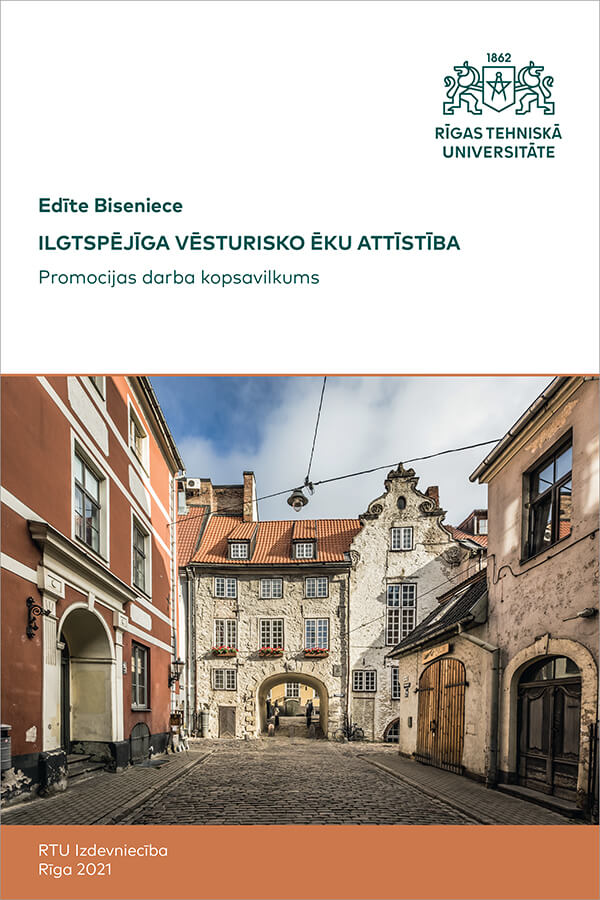 Summary of the Doctoral Thesis "Ilgtspējīga vēsturisko ēku attīstība" cover