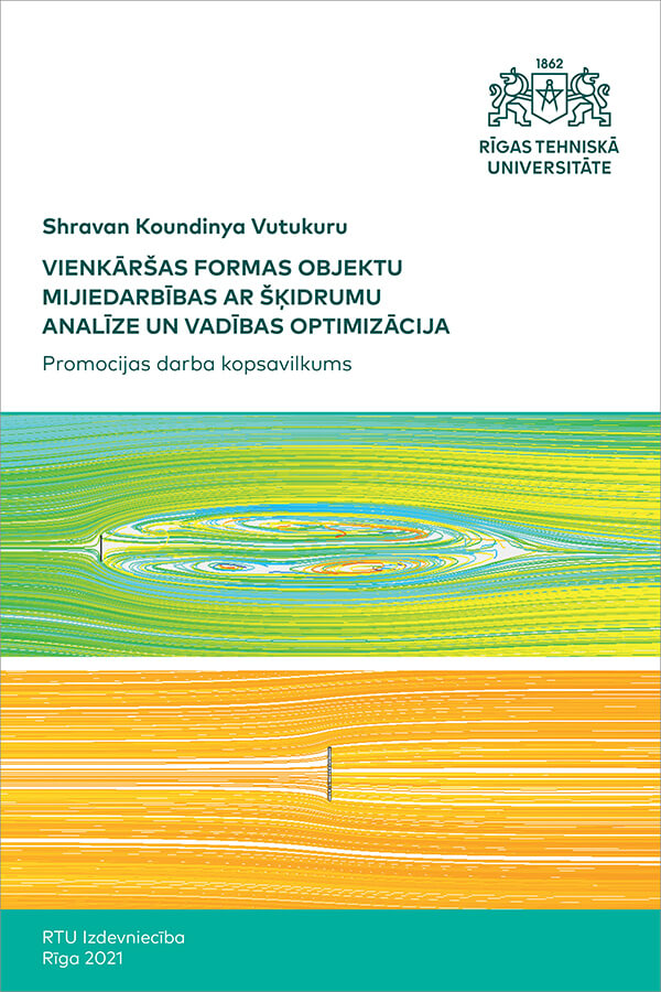 Summary of the Doctoral Thesis "Vienkāršas formas objektu mijiedarbības ar šķidrumu analīze un vadības optimizācija" cover